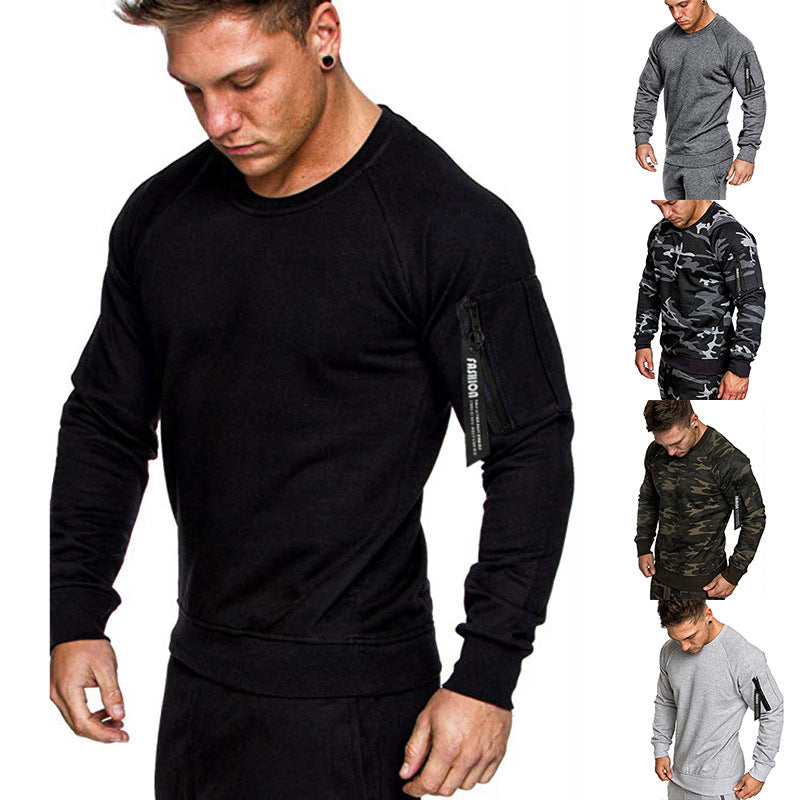 Herren Sweatshirt Sportlich Mit Reißverschlusstasche - BerlinGlamour