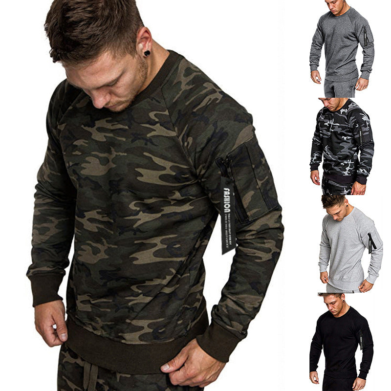 Herren Sweatshirt Sportlich Mit Reißverschlusstasche
