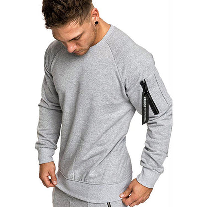 Herren Sweatshirt Sportlich Mit Reißverschlusstasche