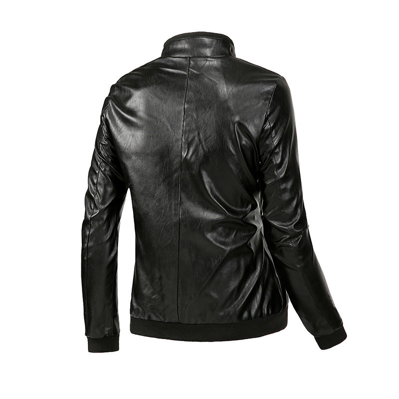Lederjacke Herren Schwarz Biker Stil