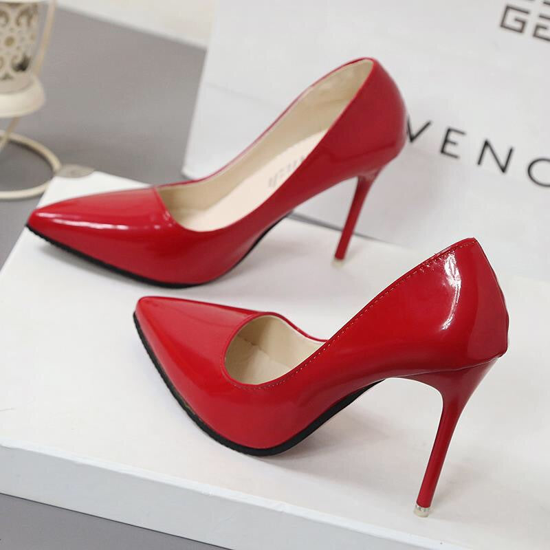 Damen Pumps Hochglanz Schmal Elegant Komfort