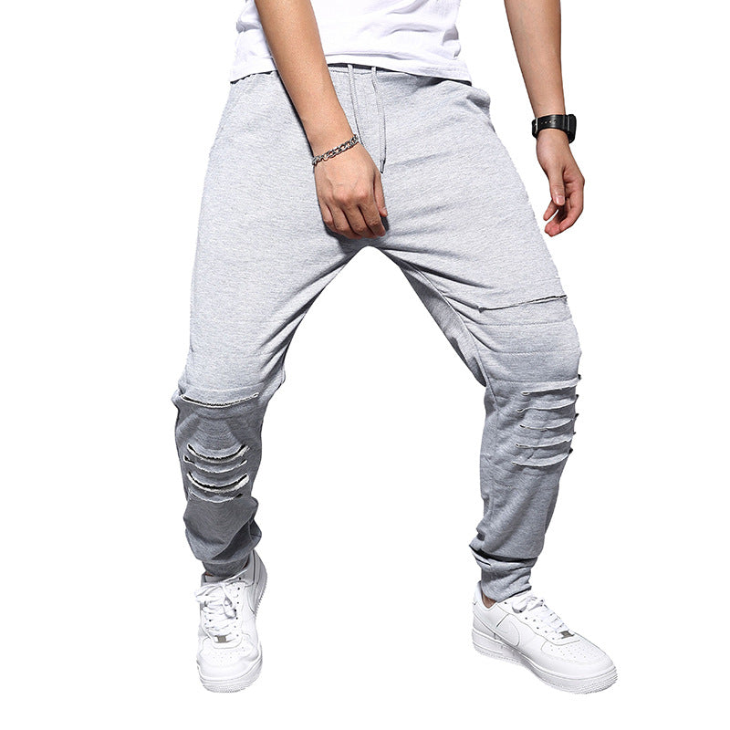 Herren Haremshose Sportlich Riss Detail Komfort Schnitt