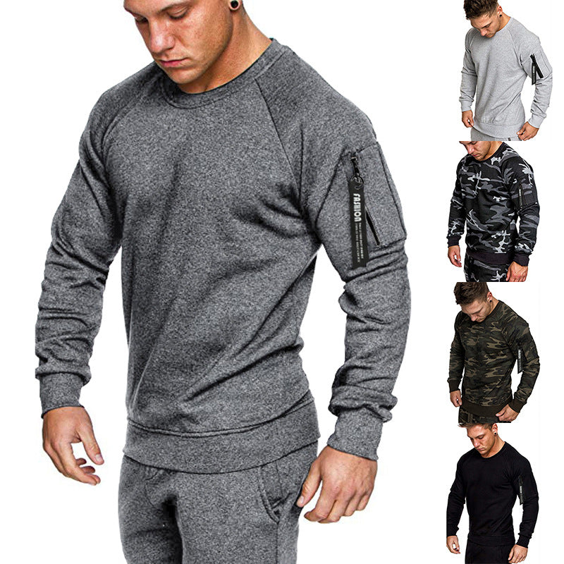 Herren Sweatshirt Sportlich Mit Reißverschlusstasche
