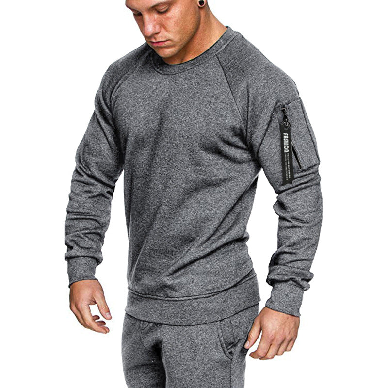 Herren Sweatshirt Sportlich Mit Reißverschlusstasche