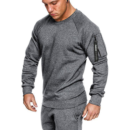 Herren Sweatshirt Sportlich Mit Reißverschlusstasche