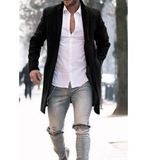 Herren Langmantel Eleganter Minimalistisch mit Taschen