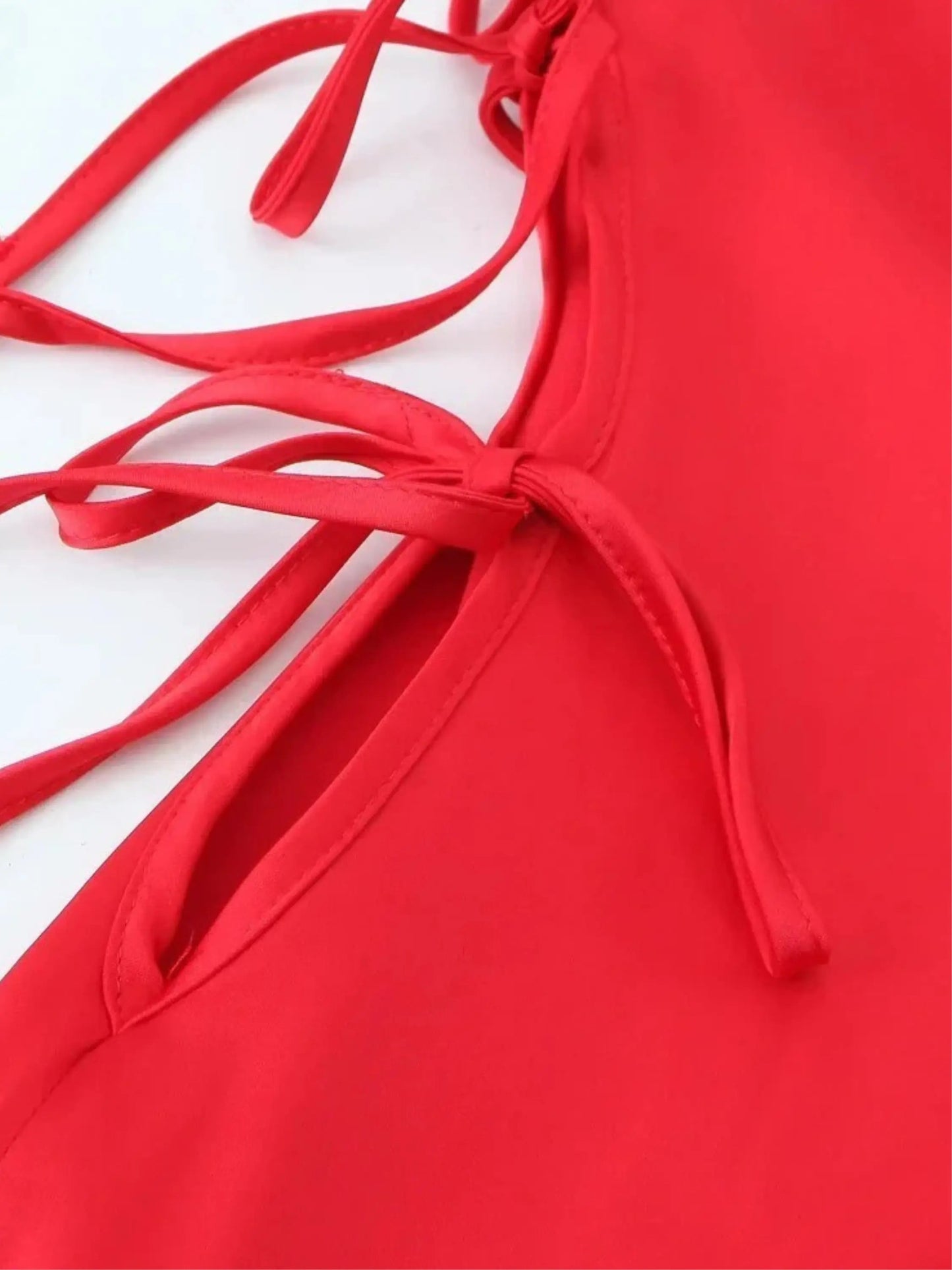 Rotes Maxikleid mit Schnürung Frauenkleid Sommer