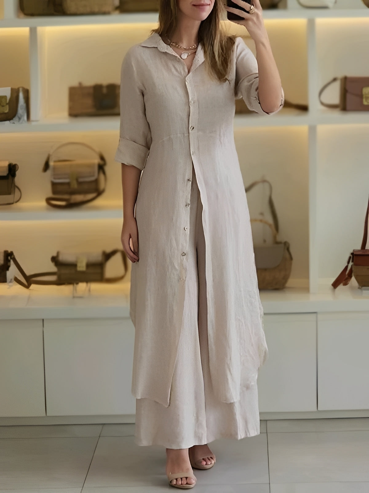 Damenhemd Set Langärmelig Elegantes Zweiteiler