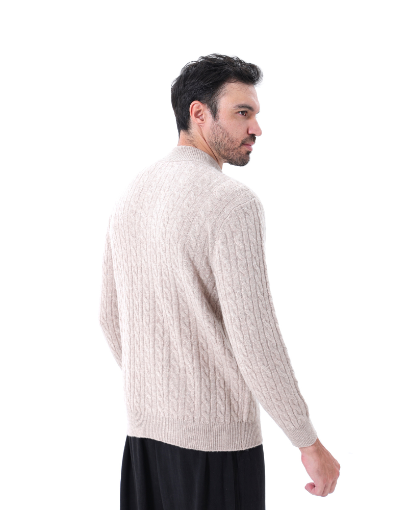 Herren Pullover Chunky Knit Kaschmir Warm mit Kabelmuster