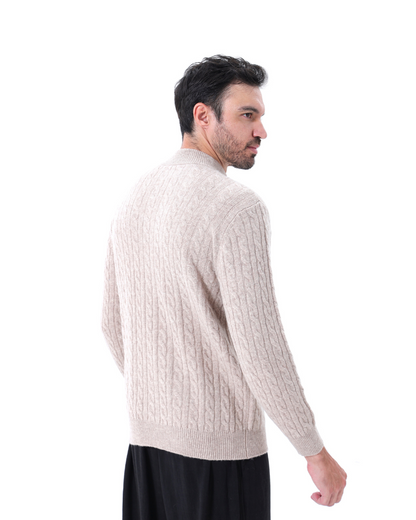 Herren Pullover Chunky Knit Kaschmir Warm mit Kabelmuster