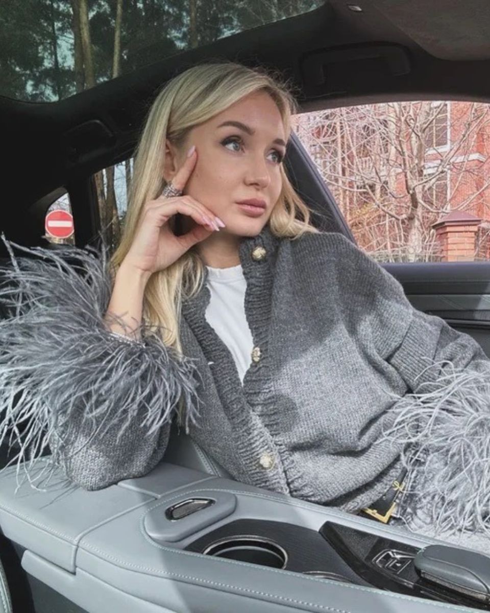 Strickjacke Damen mit Knöpfen und Puffärmeln