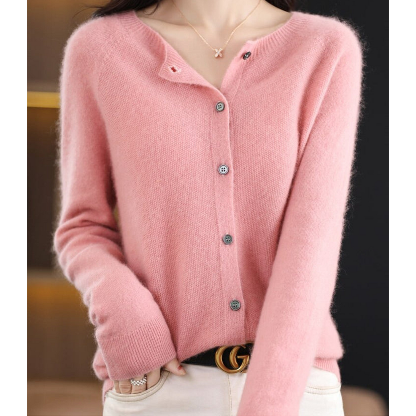 Damen Strickjacke Klassisch mit Knöpfen Eleganz