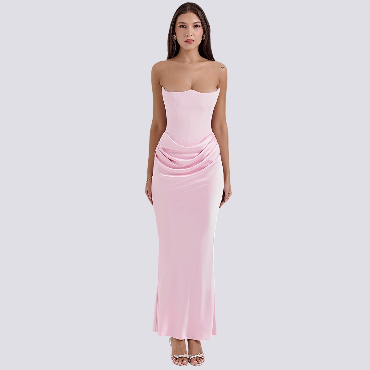 Elegantes Damen Korsettkleid Trägerlos Spitze
