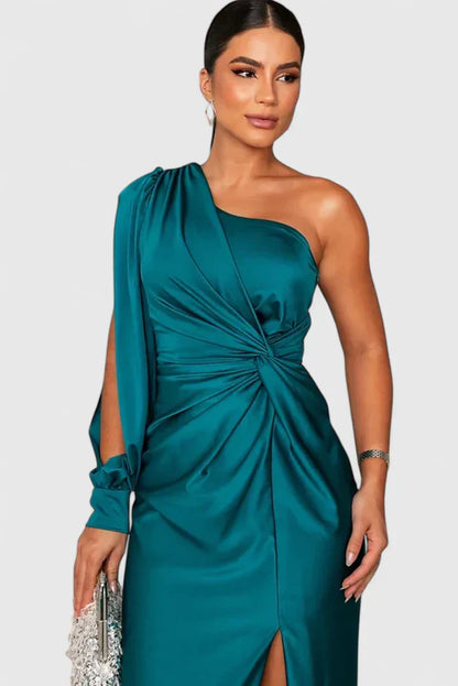 Elegantes Damen Abendkleid Einerschulter Raffung