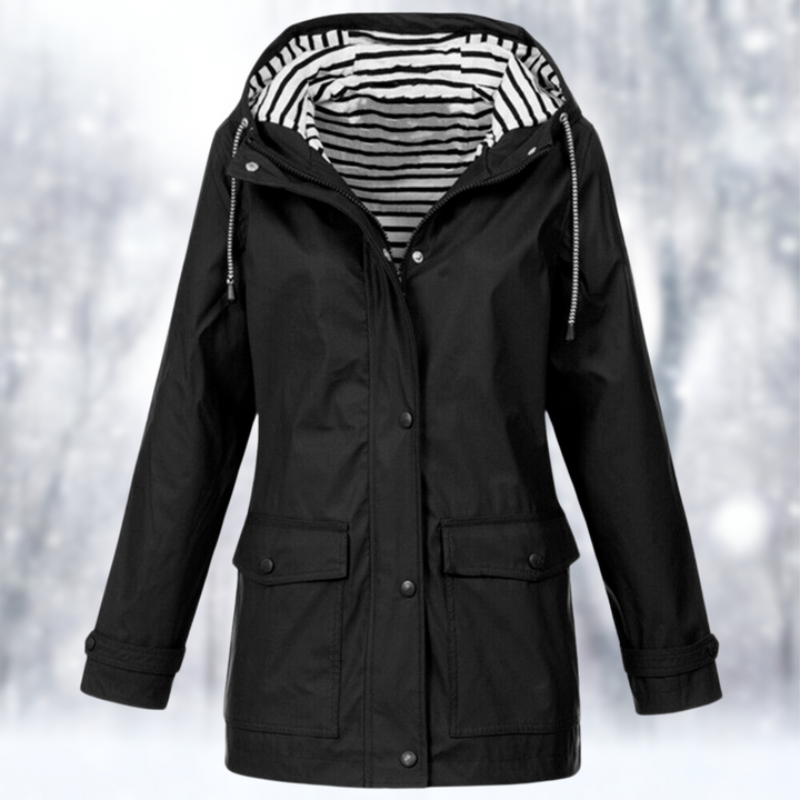 Damen Jacke Kapuze Reißverschluss Winterjacke