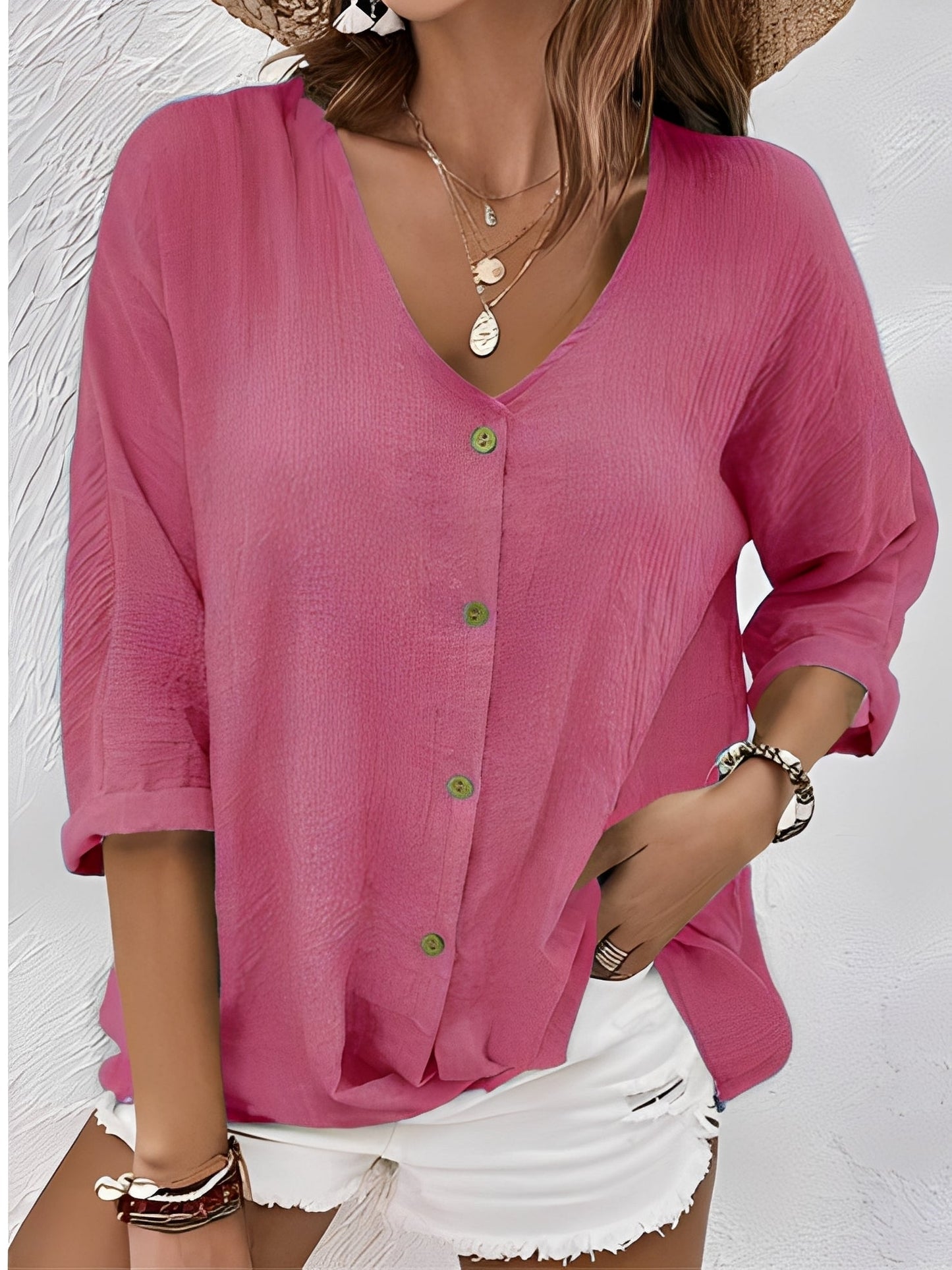 Damen-Shirt Bequem V-Ausschnitt Modern