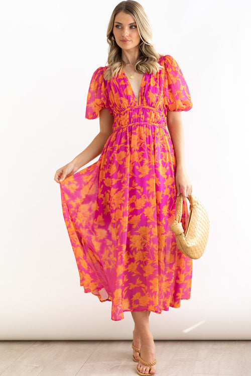 Langärmeliges Maxi-Kleid mit Liebe-Print
