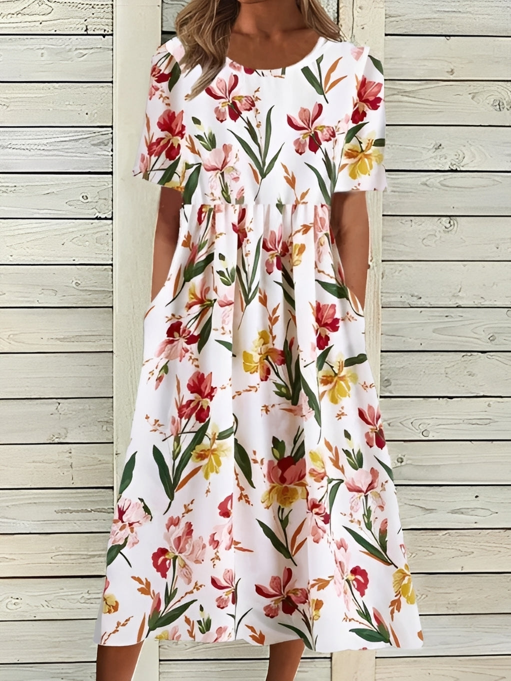 Damenkleid Midikleid Blumenmuster Elegant Frauenkleid