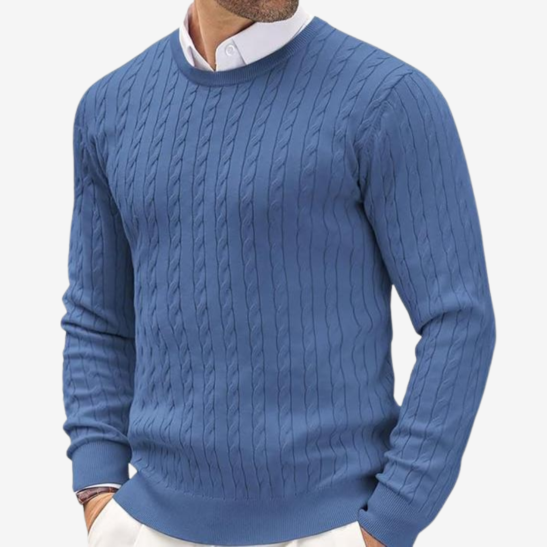 Herren Strickpullover Rundhals Frühling Zopfmuster Modern