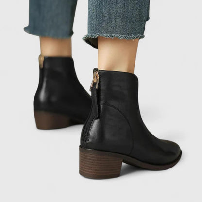 Elegante Stiefeletten Damen Blockabsatz Schwarz