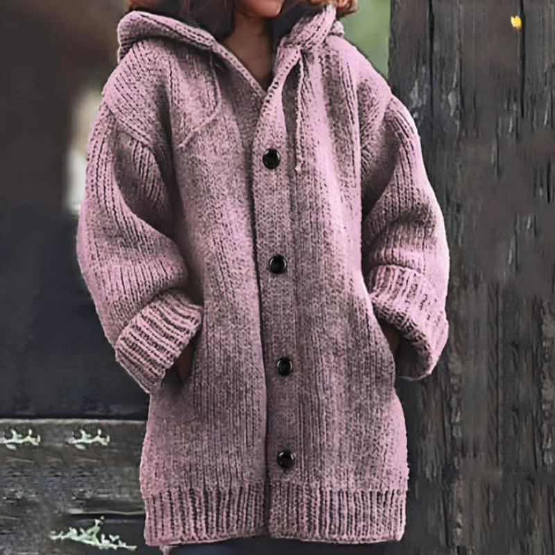 Große Strickjacke Oversized mit Kapuze Warm