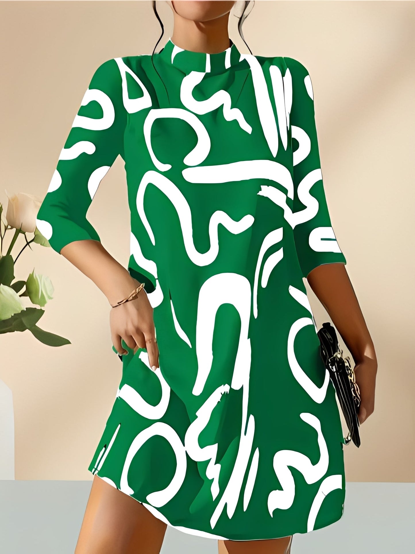 Damenkleid Bedruckt Elegantes Abendkleid