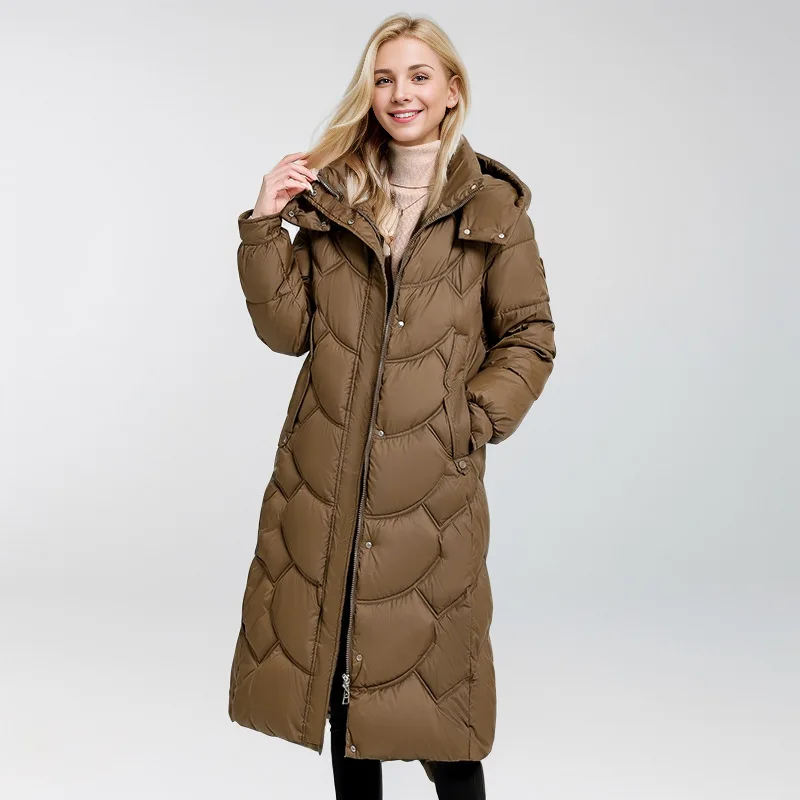 Langer Daunenmantel Steppjacke Winterwarm