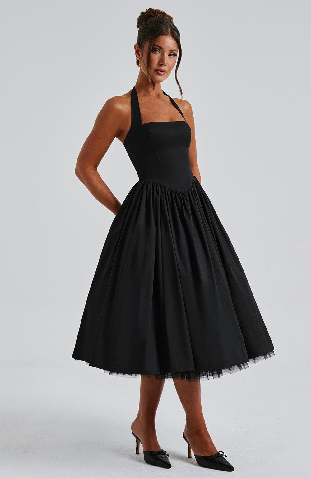Hochzeitskleid Damen Midi Kleid für Gäste Elegant