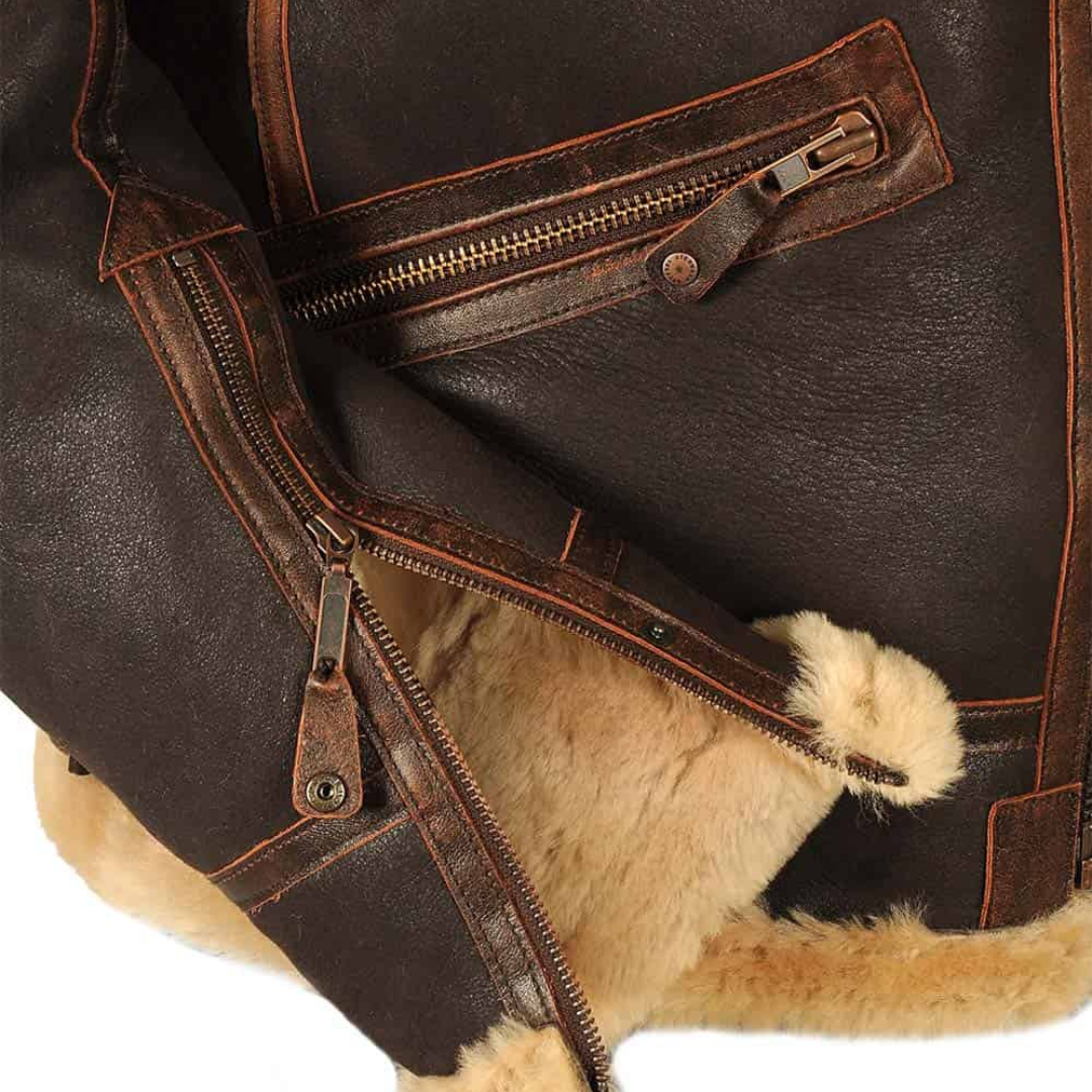 Leder Pilotenjacke Stilvoll Schwarz