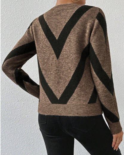 BerlinGlamour Top Rundhals Geometrisches Muster Damen