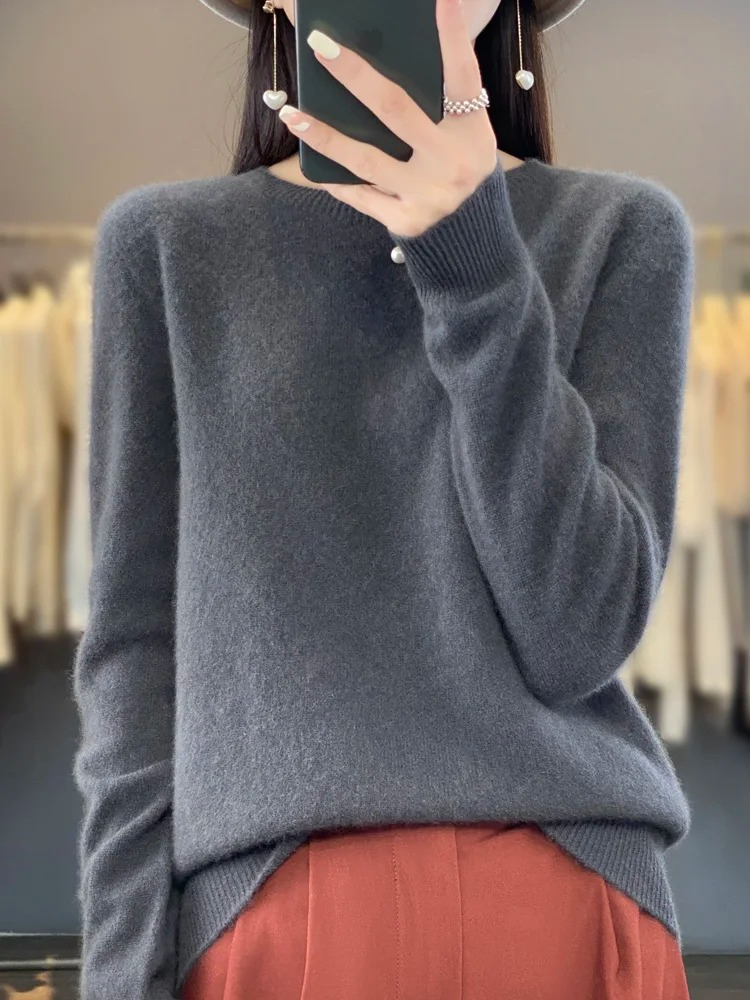 Damen Pullover Rundhals Weich und Elegant