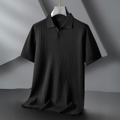 Herren Poloshirt Marineblau Strick Qualität