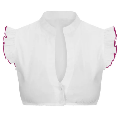 Dirndlbluse Frauen Kurzärmelig Traditionell Blumenmuster