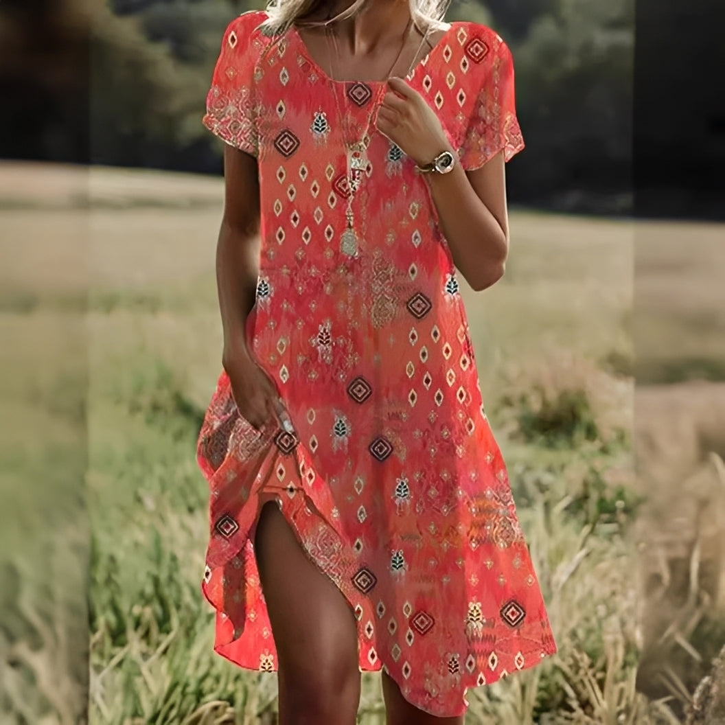 Damenkleid Kurzärmelig Elegantes Sommerkleid