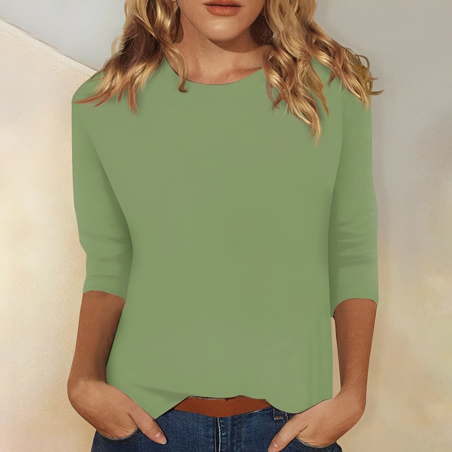 Damen-Shirt 3/4 Ärmel Lässig Modern