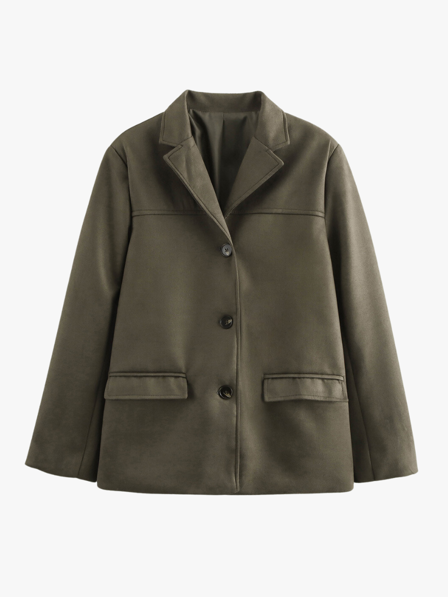 Brauner Blazer aus Kunstleder Damen Modern