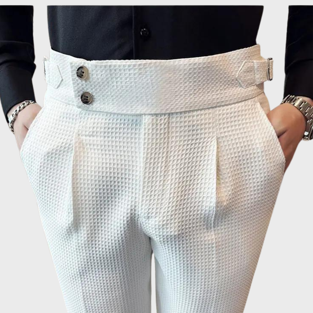 Herrenhose kariert mit hoher Bund und Komfort