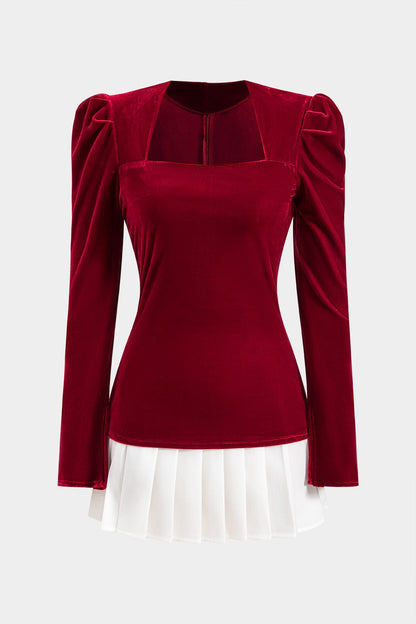 Elegantes Samt-Top mit Plisseerock Damen Oberteil - BerlinGlamour