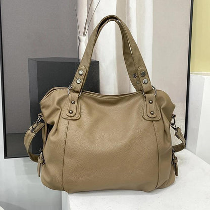Lederne Damen Schultertasche Luxus Echtleder Schwarz