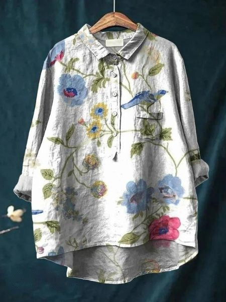 Elegante Blumenbluse Damen Sommer Top