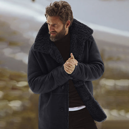 Herren Fleecejacke Weich Fellkragen Praktisch Warm