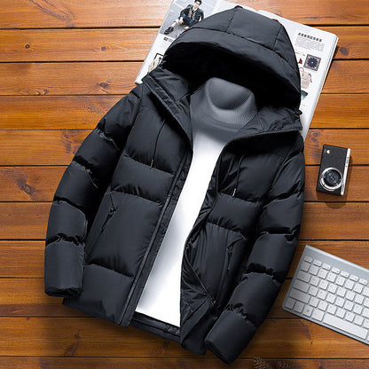 Herren Daunenjacke Warm Abnehmbare Kapuze Winterjacke