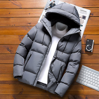 Herren Daunenjacke Warm Abnehmbare Kapuze Winterjacke