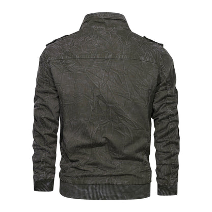 Leder Bikerjacke Herren Lässig Schwarz