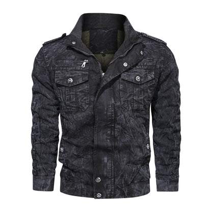 Leder Bikerjacke Herren Lässig Schwarz
