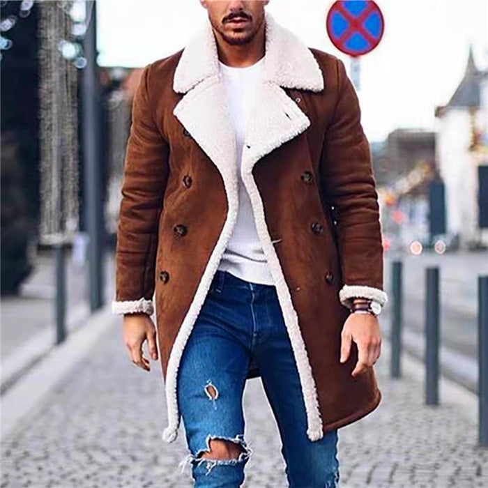 Herren Lammfell Mantel Eleganter Kragen Warm
