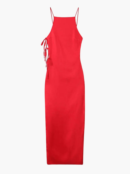 Rotes Maxikleid mit Schnürung Frauenkleid Sommer - BerlinGlamour