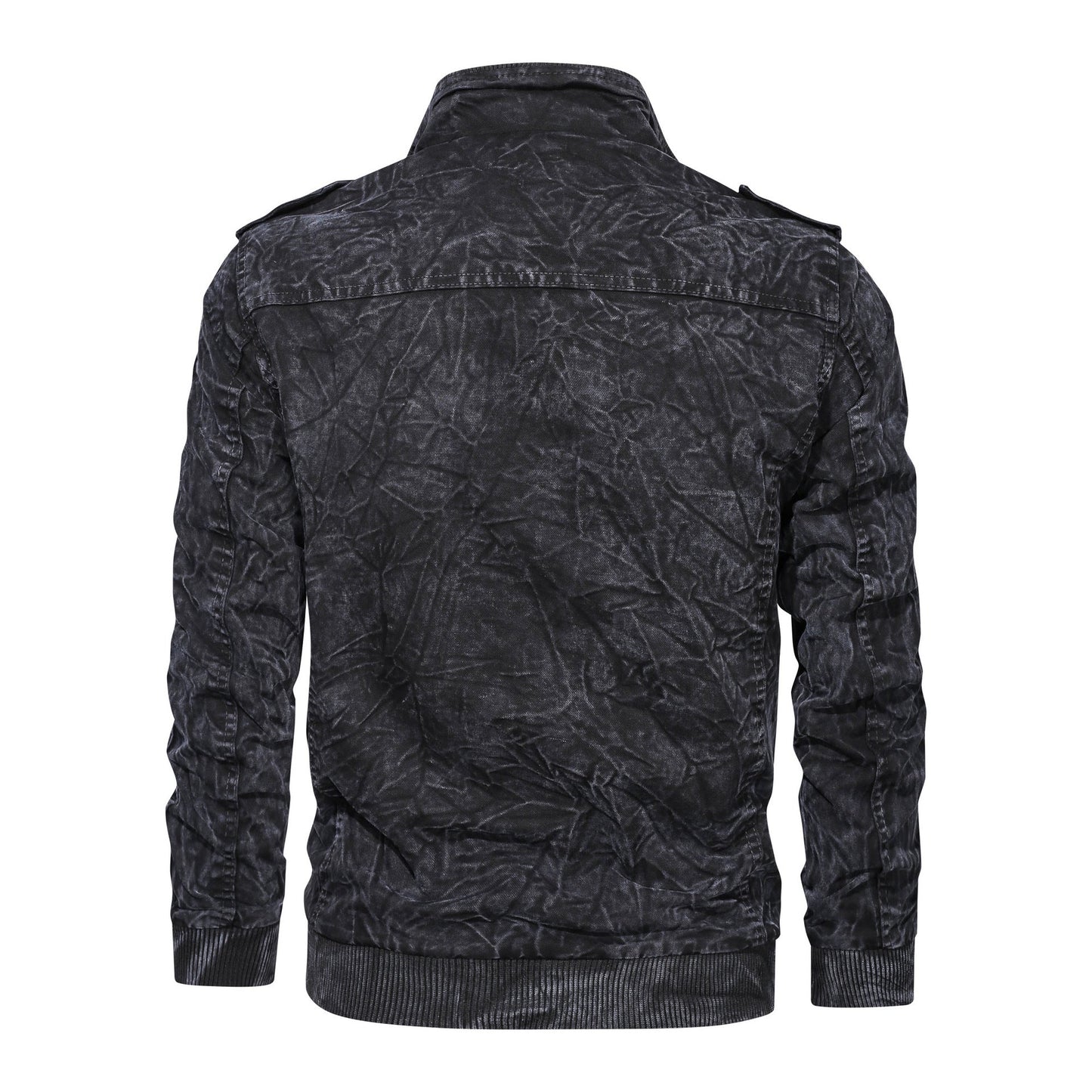 Leder Bikerjacke Herren Lässig Schwarz