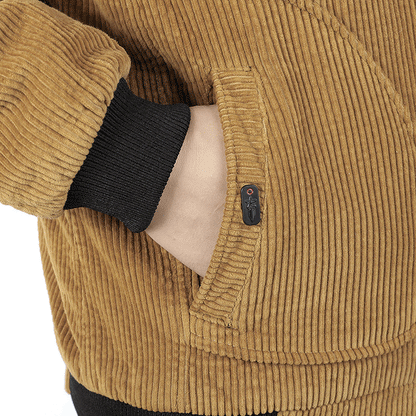 Herren Cordjacke Modern Weich Kragen Braun