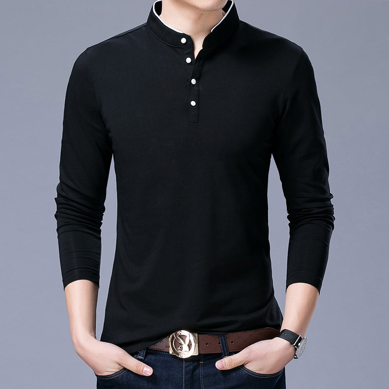 Herren Poloshirt Langarm Modern Stehkragen Elegantes Design